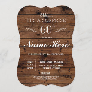 SURPRISE Birthday Party Rustic Wood Any Age Invitation