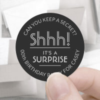 Surprise Birthday Party Shhh! Stylish Black & Grey