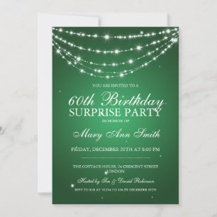 Surprise Birthday Party Sparkling Chain Green Invitation