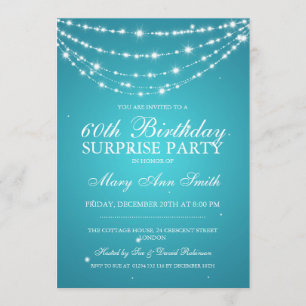 Surprise Birthday Party Sparkling Chain Turquoise Invitation