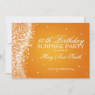 Surprise Birthday Party Sparkling Wave Orange Invitation