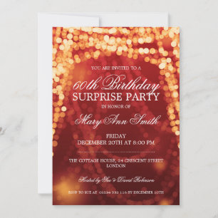 Surprise Birthday Party String Lights Gold Invitation