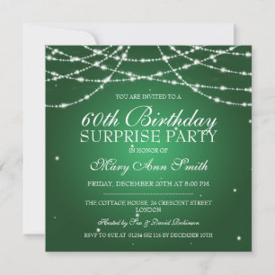 Surprise Birthday Party String of Stars Green Invitation
