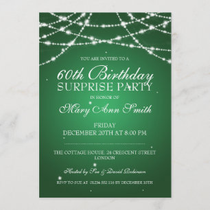 Surprise Birthday Party String of Stars Green Invitation