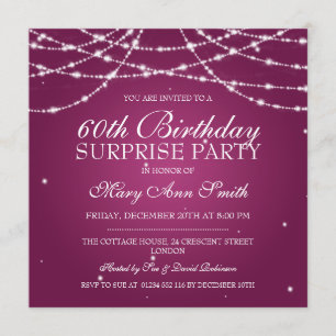Surprise Birthday Party String of Stars Pink Invitation