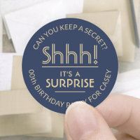 Surprise Birthday Party Stylish Navy Blue and Gold