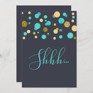 Surprise Birthday Party turquoise and gold glitter Invitation