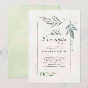Surprise Birthday Party Watercolor Floral Invitation