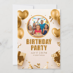 Surprise birthday party with a rose gold design invitation