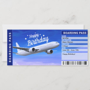 Surprise Birthday Plane Boarding Pass Gift Ticket