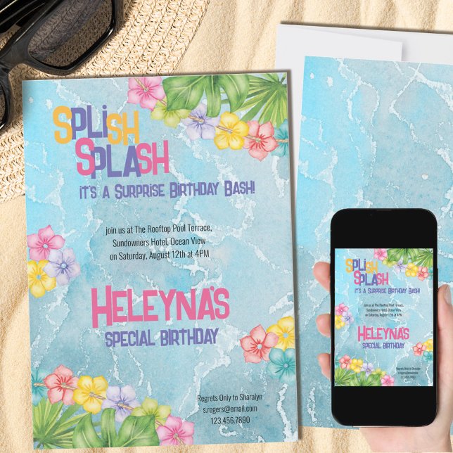 Surprise Birthday Pool Party Summer Invitation (Creator Uploaded)