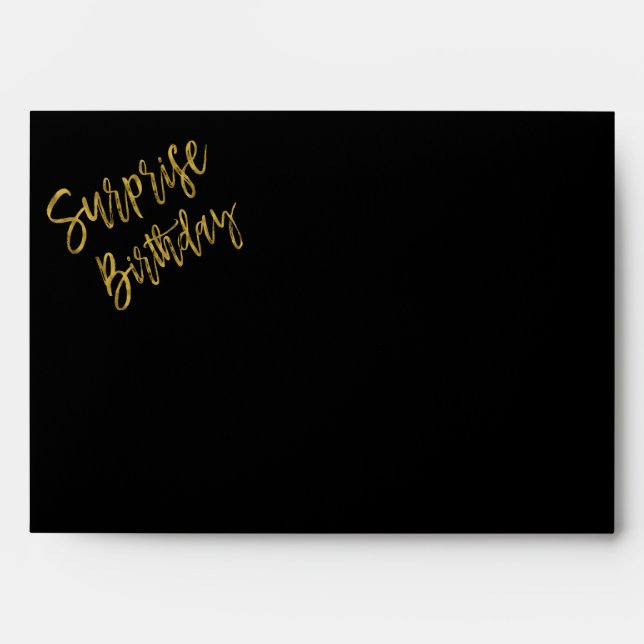 Surprise Birthday Return Address Printed on Back Envelopes (Front)