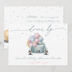 Surprise Blue Baby Shower Celebration Parade Invitation