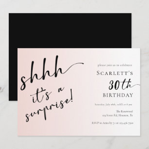Surprise Blush Pink Photo 30th 40th Birthday Party Invitation