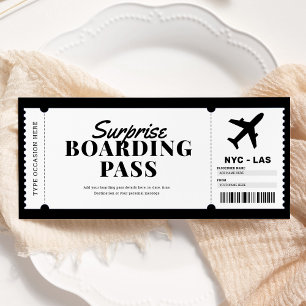 Surprise Boarding Pass Aeroplane Gift Ticket Invitation