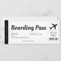 Surprise Boarding Pass Aeroplane Travel Ticket