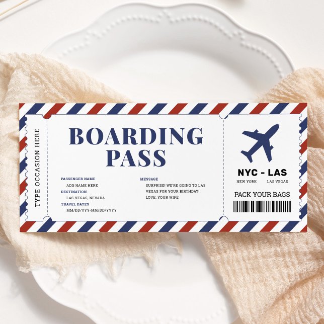 Surprise Boarding Pass Plane Gift Ticket Template (Creator Uploaded)