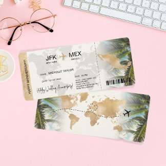 Surprise Boarding Pass Trip Ticket Mexico Invitation