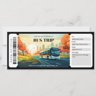 Surprise Bus Ticket Gift Certificate Invitation