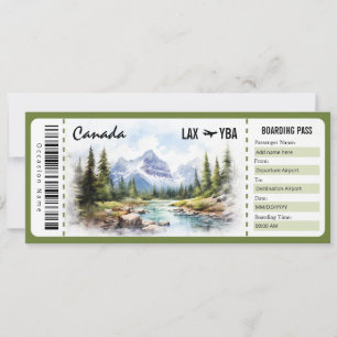 Surprise Canada Boarding Pass Gift Certificate Invitation