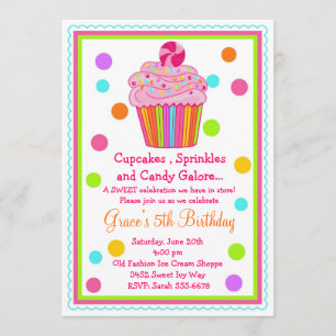 Surprise Candy Cupcake Birthday Invitation
