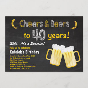 Surprise Cheers and Beers 40th Birthday Invitation