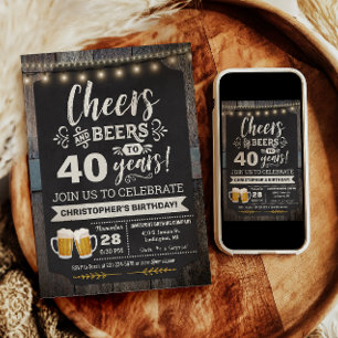 Surprise Cheers and Beers 40th Birthday Invitation