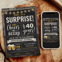 Surprise Cheers and Beers 40th Birthday Invitation
