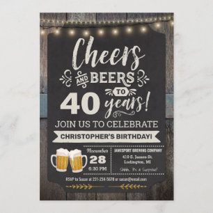 Surprise Cheers and Beers 40th Birthday Invitation