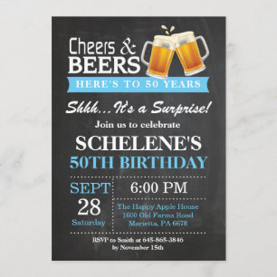 Surprise Cheers and Beers 50th Birthday Invitation