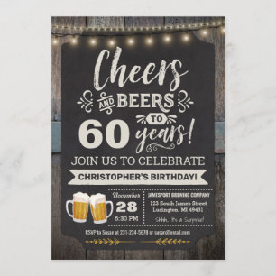Surprise Cheers and Beers 60th Birthday Invitation