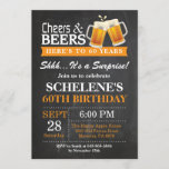 Surprise Cheers and Beers 60th Birthday Invitation<br><div class="desc">Surprise Cheers and Beers 60th Birthday Invitation Card. Adult Birthday. Orange. 16th 18th 21st 30th 40th 50th 60th 70th 80th 90th 100th. Any Age. For further customisation,  please click the "Customise it" button and use our design tool to modify this template.</div>