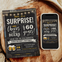 Surprise Cheers and Beers 60th Birthday Invitation