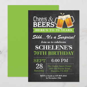 Surprise Cheers and Beers 70th Birthday Invitation