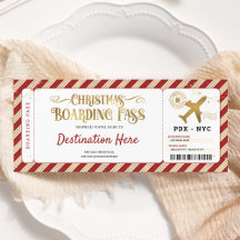 Surprise Christmas Boarding Pass Gift Ticket