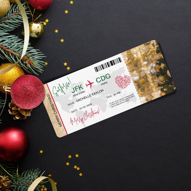 Surprise Christmas Boarding Pass Trip Ticket Invitation (Creator Uploaded)