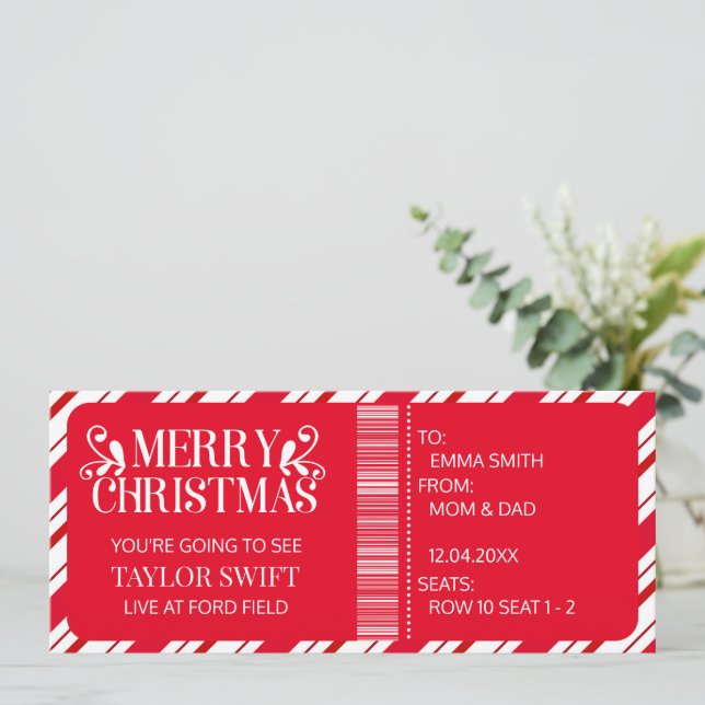 Surprise Christmas Concert Gift Ticket Xmas Party Invitation (Standing Front)