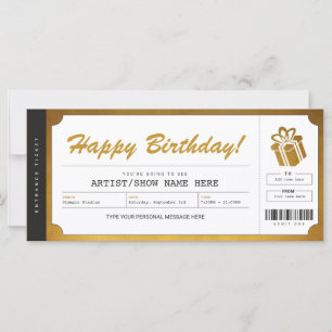 Surprise Concert Gold Gift Ticket Invitation