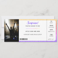 Surprise Concert Purple Glitter Gift Ticket