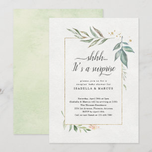 Surprise Couples' Baby Shower Watercolor Floral Invitation