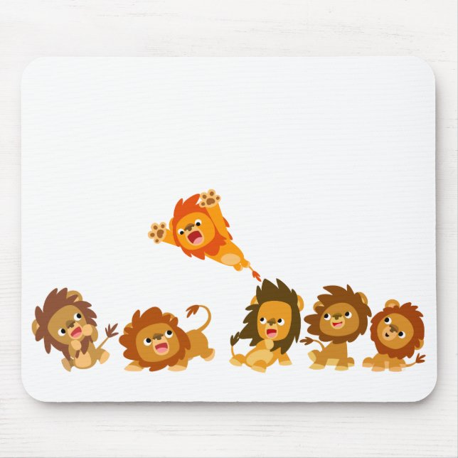 "Surprise!!" Cute Cartoon Lions Mousepad (Front)