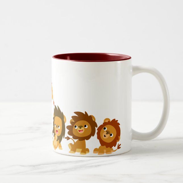"Surprise!!" Cute Cartoon Lions Mug (Right)