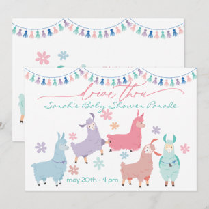 Surprise Dancing Llamas Drive Through Baby Shower Invitation