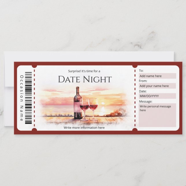 Surprise Date Night Gift Ticket Template (Front)