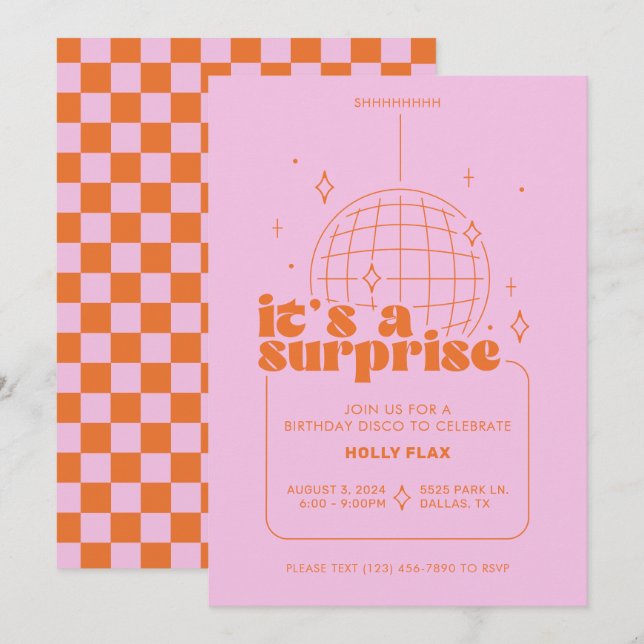 Surprise Disco Party Invitations (Front/Back)