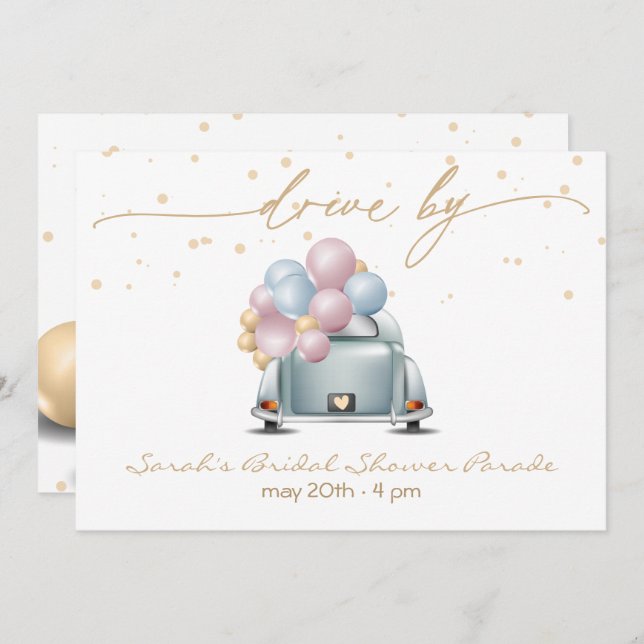 Surprise Drive Through Bridal Shower Parade Invitation (Front/Back)