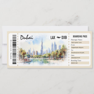 Surprise Dubai Boarding Pass Gift Certificate Invitation
