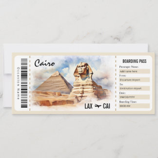 Surprise Egypt Boarding Pass Gift Certificate Invitation