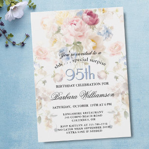 SURPRISE Elegant Painted Floral 95th Birthday  Invitation