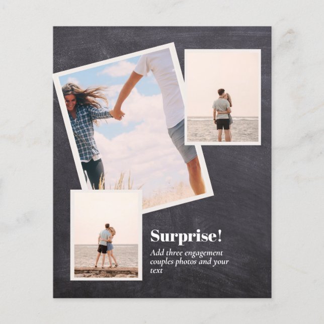 SURPRISE! Engagement Announcement PHOTO COLLAGE Flyer (Front)
